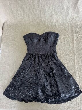 Strapless Dark Blue Sequin Party Dress